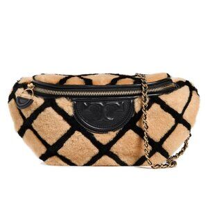Tory Burch Fleming Shearling Belt Bag - Toffee